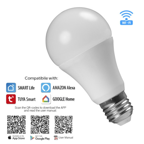 WIFI SMART LED КРУШКА, 8W E27 RGB+4200K 270° 220-240V AC