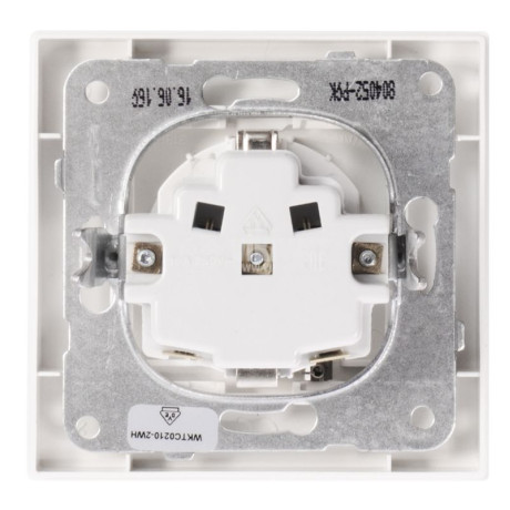Електрически контакт с капак (шуко), единичен, 16A, 250VAC, бял, за вграждане, Karre Plus, Panasonic, WKTC0210-2WH