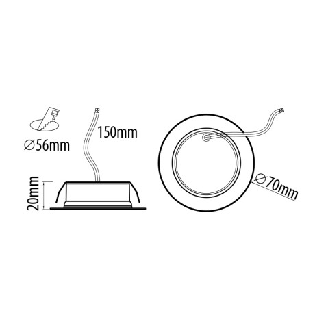 МИНИ СВЕТОДИОДНА ЛУНА ЗА ВГРАЖДАНЕ 4W, 4200K, 220V AC, НЕУТРАЛНА СВЕТЛИНА, SMD2835 IP44, БЯЛА