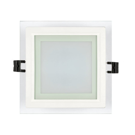 LED стъклен панел, Квадрат, 12W, 4200K, Неутрална светлина, Влагозащитен IP44, 220V-240V AC, 120°, SMD 2835